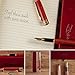 ZenZoi Burgundy Wood Fountain Pen – Medium Nib Handcrafted Calligraphy Stylograph Pens, Includes Ink Refill Converter & Wooden Gift Box Case