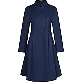 SEMATOMALA Women's Winter Wool Blend Swing Dress Coat Stand Collar Double Breasted Trench Coat A Line Pea Coat