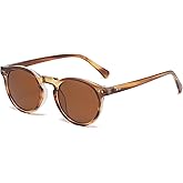 Gleyemor Fashion Polarized Round Sunglasses for Men Women Retro Vintage Acetate Frame Sunglasses