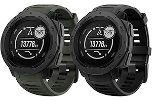 NotoCity for Garmin Instinct Band, Soft Silicone Replacement Watch Strap Compatible with Garmin Instinct/Solar/Tactical(army green, black)