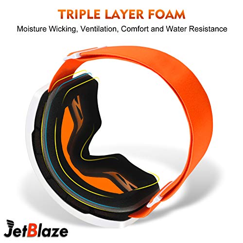 JetBlaze Ski Goggles, OTG Snowboard Goggles (Orange)