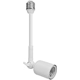 Onite Light Socket Extender, Metal Heavy Load-Bearing &amp; Ceramics High Power Light Bulb Extention Adapter, 360&deg; Direction Adjust Indoor/Outdoor (White, 10inch)