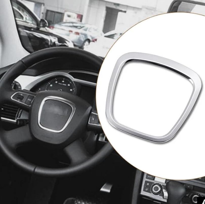 Inovey Aluminium Alloy Car Steering Wheel Sticker Body Emblem Trim Compatible with Audi A3/A4/A5/Q5/Q7