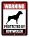 Honey Dew Gifts, Warning Protected By Rottweiler, Beware of Dog Aluminum Sign, 9 Inch by 12 Inch, Property Sign, HDG-1063