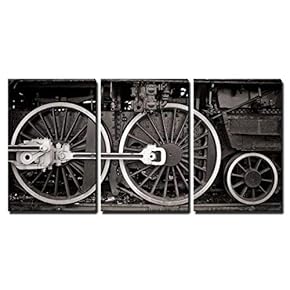 Train Wheel Detail in Black and White - Canvas Art Wall Art - 16"x24"