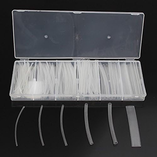 GLE2016 100mm 6 Sizes Clear Heat Shrink Tubing Tube Kit Shrinkable Insulation Wire Cable Protection 150PCS with Box (150PCS)