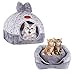 Cat Tent, 2-in-1 Pet Bed House,laamei Self- Warming Cat Kitten Puppy Cave Basket with Removable Cushion Cover Two Way Conversion Triangle Cat Bed House Large Grey 15 * 15 inches