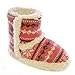 Womens/Ladies Knitted Fairisle Pattern Slipper Boots