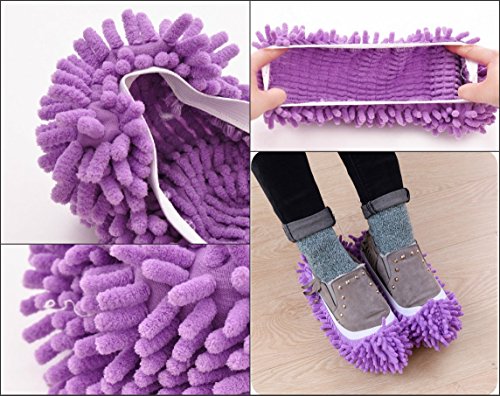 image for handrong Mop Slippers Shoes Cover, Soft Washable Reusable Microfiber F