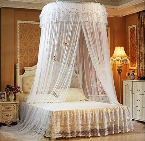 XNNSH Lace Curtain Dome Bed Canopy Netting Princess Mosquito Net, Elegant Bed Canopy Set Including Full Hanging Kit Keeps Away Insects and Flies Intended for a for Cribs, Hammocks Twin bed,White