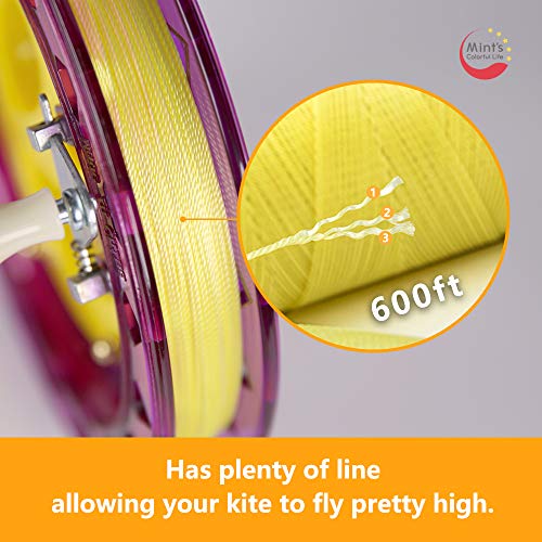 Mint's Colorful Life Kite String Reel Winder 7inches Dia with 600 feet Line (60 lbs) for Kids/Teens, Purple
