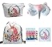 Unicorn Gifts 5 Pack - Unicorn Drawstring Backpack/Makeup Bag/Eye Mask/Hair Ties/Card (White)