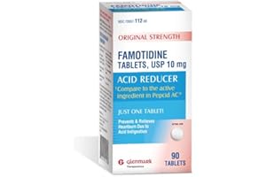 GLENMARK THERAPEUTICS Glenmark Original Strength Famotidine Tablets, 10 mg, Acid Reducer for Heartburn Relief, 90 Count
