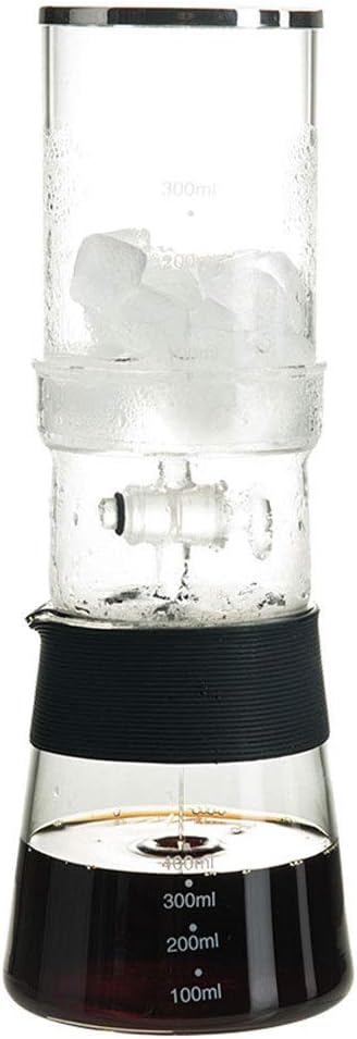 NACEO Cold Brew Coffee Maker, 400Ml Glass Pitcher Brewing System, Ice Tea Maker with Adjustable Dripper/Measuring Spoon/Rag/Ice Grid/Cup And Filter Paper