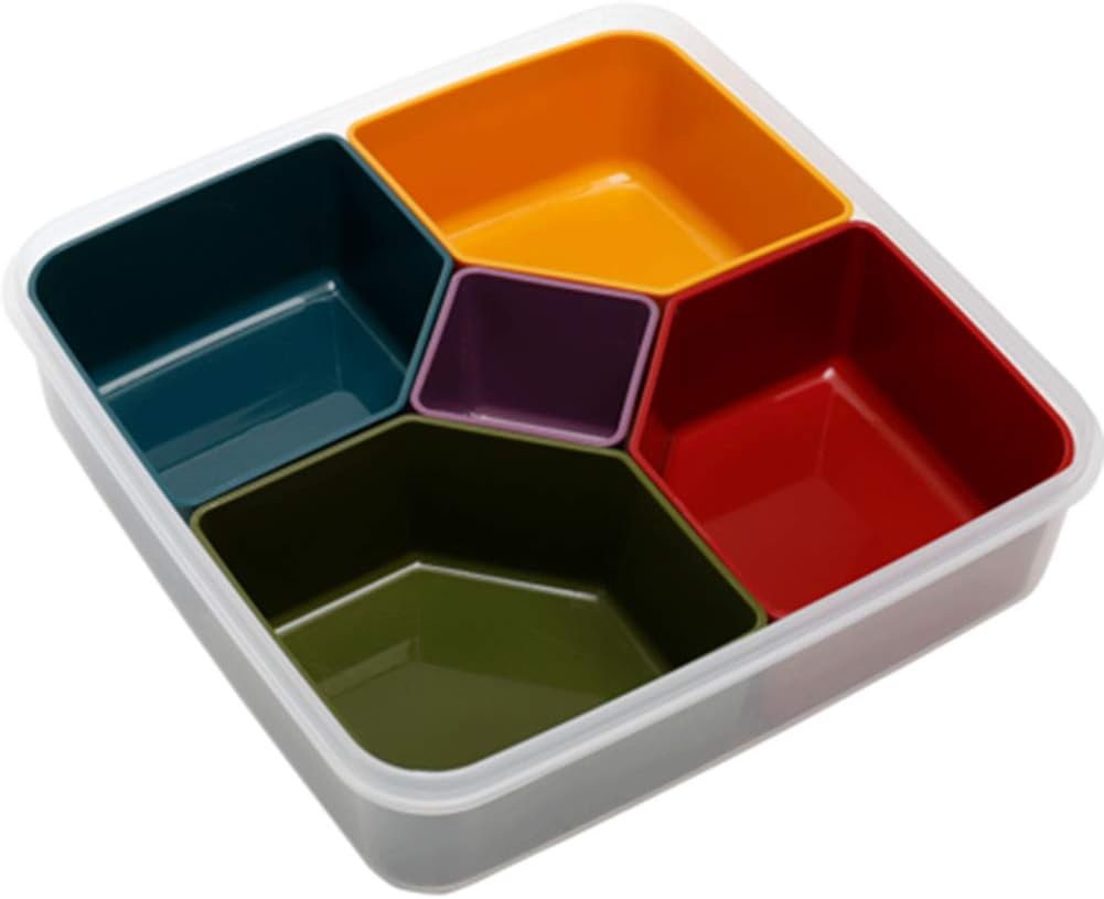 Fruit Plate, Household Plastic Compartment With Lid Candy