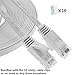 Cat6 25Ft & 10pcs Sticky clips,Flat Internet Network Cable– XINCA Cat 6 short Computer Ethernet Cable With Snagless Rj45 Connectors & 3M lan cable clips– 25 feet White (7.6 Meters)