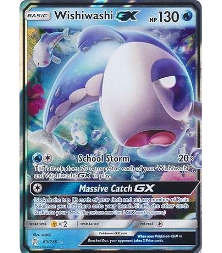 Wishiwashi Pokémon TCG Card - 37/145 Common Reverse Holo - Sun & Moon Guardians Rising - View #11