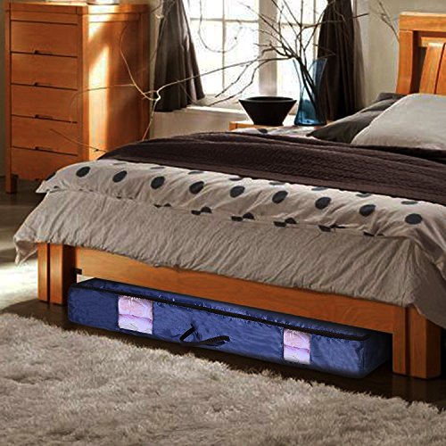 ACMETOP Ultra Large Under Bed Storage for Clothes, Blanket, Comforters, Linen, Shoes, Household Under-bed & Closet Organizer – Durable & Reusable, 2 Pack (Navy) (2-Pack, Navy)