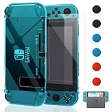 Dockable Case for Nintendo Switch [Updated],FYOUNG Protective Accessories Cover Case for Nintendo Switch and Nintendo Switch Joy-Con Controller with a Tempered Glass Screen Protector - Clear Blue