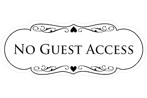 All Quality Designer No Guest Access Sign - Durable Plastic and Easy Installation | Ideal for Restaurants, Bars, Hotels, and Airbnb - White - Small (1 Pack)