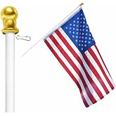 Flags Importer 6ft Spinning Flag Pole - Anti-Tangle Bearing System, White