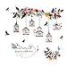 Witkey Birdcages Flowers Flying Birds Wall Stickers Birdhouse Decals Removable Art Wall Stickers Home décor PVC for Kid Room Bedroom Wallpaper