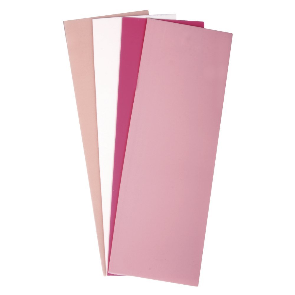 Rayher Set of 4 Wax Sheets for Candle Making and Crafting, Wax Embellishments for Candles, Pink Shades, 20cmx6.5cm, 31449000
