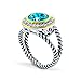 Bling Jewelry Gold Plated Silver Simulated Aquamarine CZ Double Cable Ring