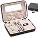 JL LELADY JEWELRY Small Jewelry Box Travel Jewelry Case Portable Faux Leather Jewelry Ring Boxes Earring Holder with Mirror for Women Girls (Black)