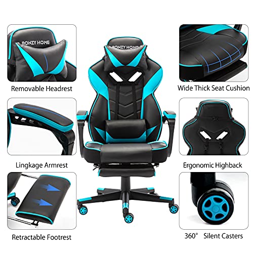 Bonzy Home Gaming Chair Computer Office Chair Ergonomic Desk Chair with Footrest Racing 