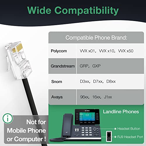 Yealink Phone Headsets For Office Phones YHS34 Lite QD To RJ9 Wired