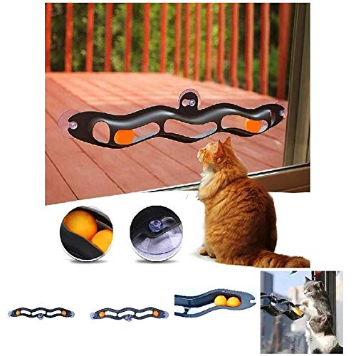 yanbirdfx Funny Plastic Track Ping Pong Ball Sucker Pet Kitten Cat Toy Interactive Gift Random Color