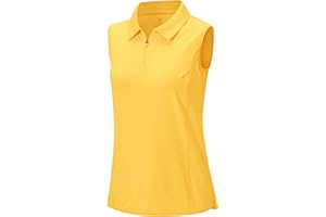 BGOWATU Women's Sleeveless Golf Polo Shirts 1/4 Zip Tennis Tank Tops with Collar UV Protection Quick Dry