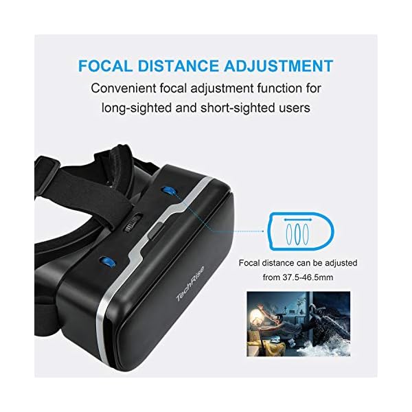 3D VR Headset, TechRise 3D VR Glasses Virtual Reality Box with Adjustable Lens and Comfortable Strap for 3D Movies and Games, Compatible with iPhone X / 8Plus / 8 / 7Plus / 7 / 6s Plus /6 / 5 / Samsung S7 / S6 and Other 3.5''-6'' Smartphones - Image 5