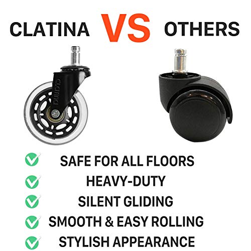 CLATINA Heavy Duty Office Chairs Wheels Replacement for Hardwood Floors