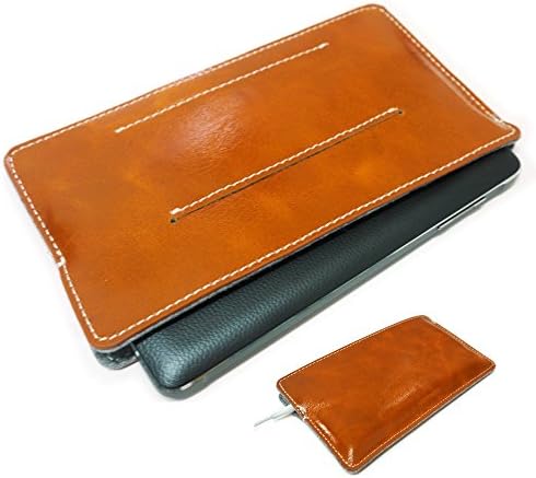 JAMCRAFT® Brownie.0L Carrying Case for iPhone 6 Plus, 6s Plus, Galaxy Note5, S6 Edge+, A8 Genuine Leather and Wool Felt 1 Pocket and 1 Slot Light Weight 1.31 Ounces Natural Brown