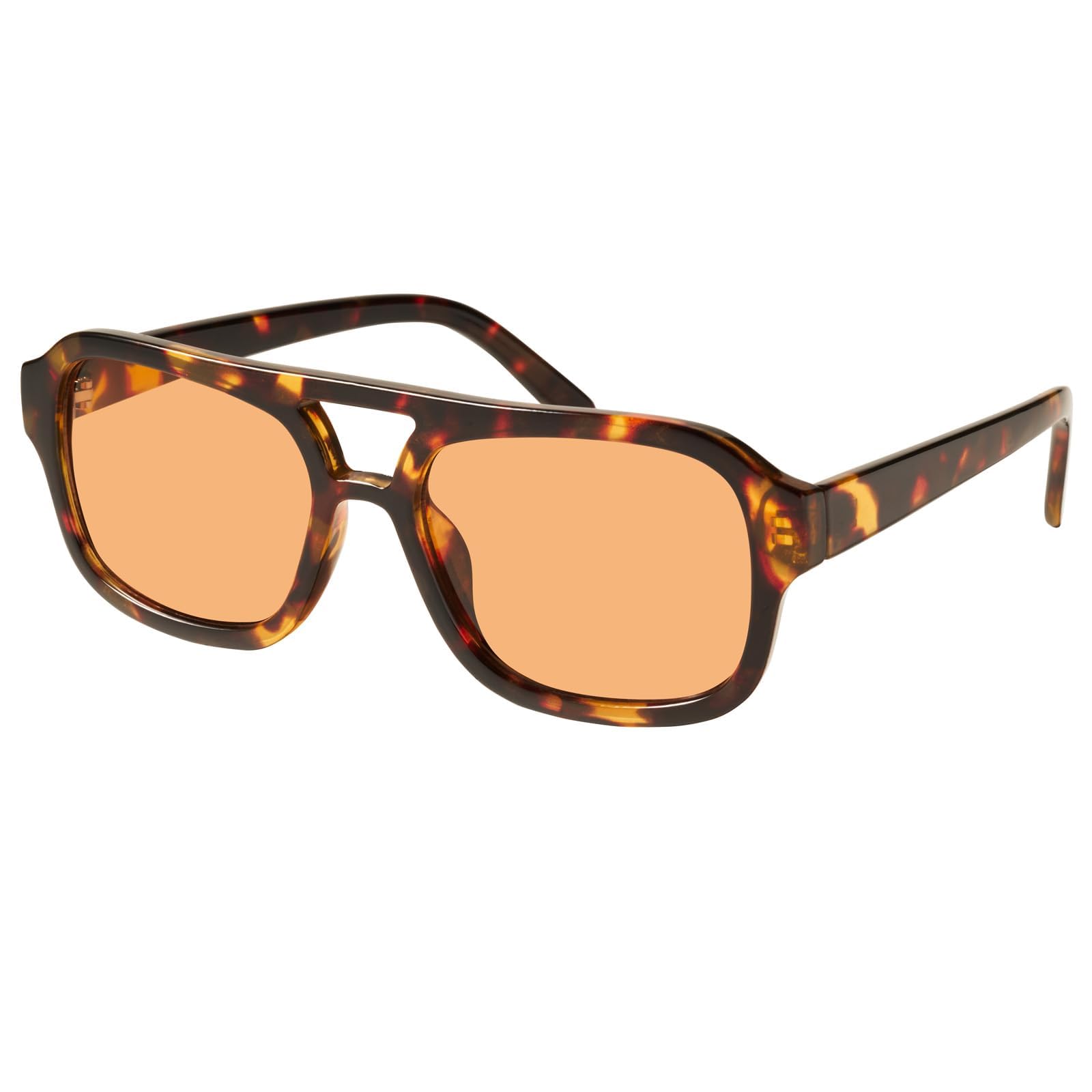 Photo 1 of mosanana Retro 70s Square Aviator Sunglasses for Women Vintage Trendy Cute Narrow Small Face rectangle Tortoise Shell Orange Lens MS52362