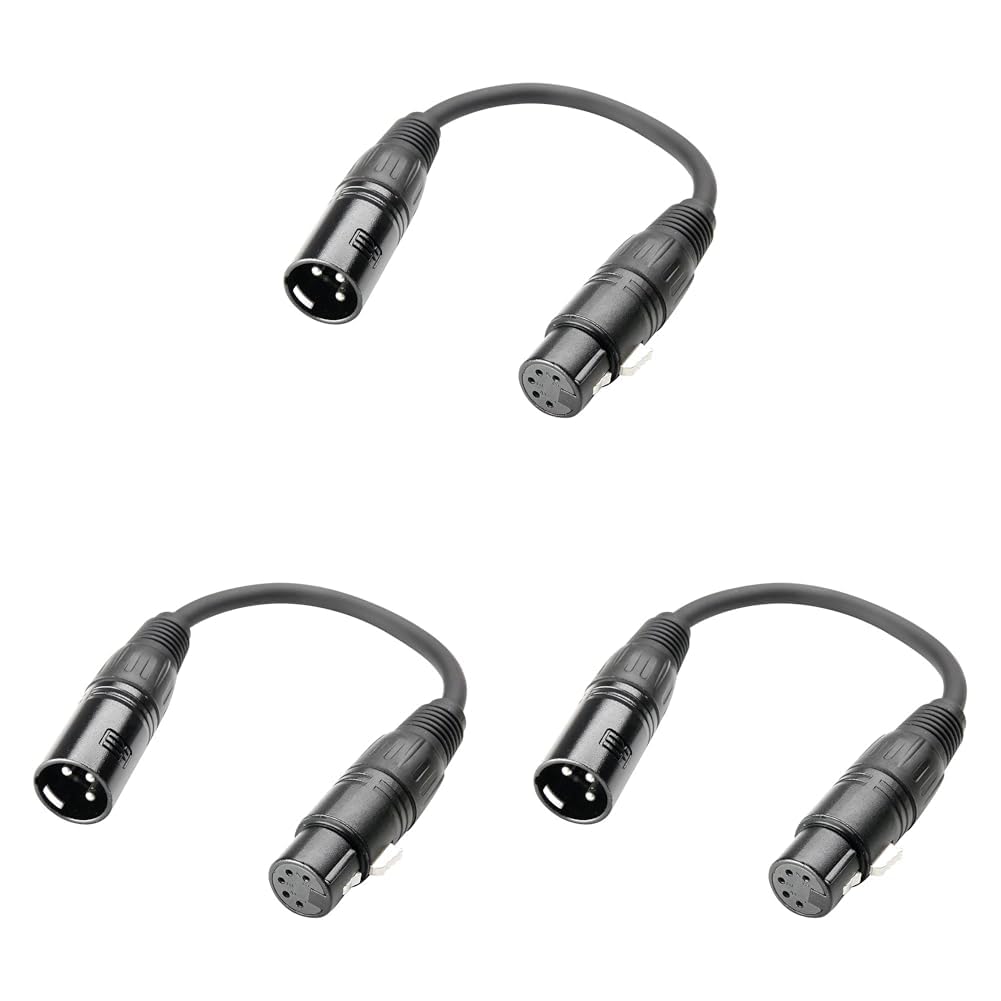 Adam Hall Cables 3 STAR DHM 0020 - Adapter Cable DMX 5-pole XLR female to 3-pole XLR male | 0.2 m (Pack of 3)