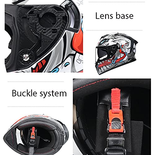 LIXIAOHONGG Motorhelm ECE , motorhelmen, Racing motorhelm met zonneklep goedgekeurd glasvezel Shell ECE goedgekeurde… - Image 4