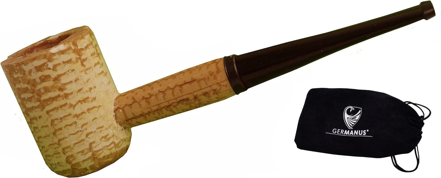 GERMANUS Original Corncob Pipe - Premium Classic Straight - Tobacco Pipe incl. Pipe Bag, Sailor