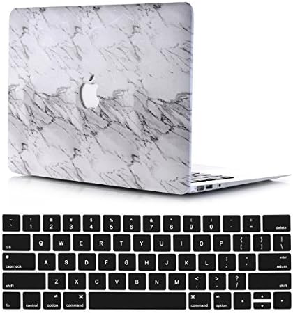 VTOSEN Macbook Pro 13 Inch Case 2017 &amp; 2016 Release A1706/A1708, Plastic Marble Pattern PC Hard Shell Cover with Keyboard Cover for New Macbook Pro 13 with &amp; w/out Touch Bar - White Marble