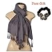 C-More Elegant Pashmina Silk Blend Soft Wrap Scarf Shawl For Women -30+ Solid Colors (Charcoal Grey)