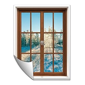 Wall Paper Small Wall Mural Snowscape Out of The Window Wall Art Removable Wall Decoration for Bedroom Living Room - 24x32 inches