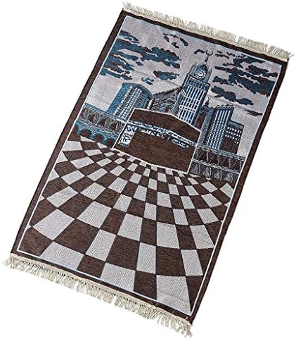 suoryisrty Muslim Prayer Rug Portable Polyester Braided Print Mat Travel Home Waterproof Blanket 110x70CM