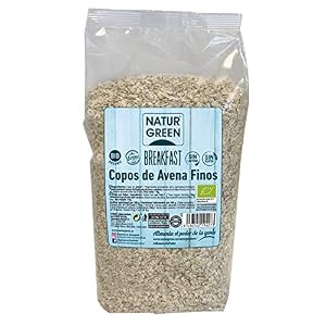 NaturGreen Copos de Avena Finos Sin Gluten BIO, Sin Lactosa, Producto Ecológico, 1 Kg