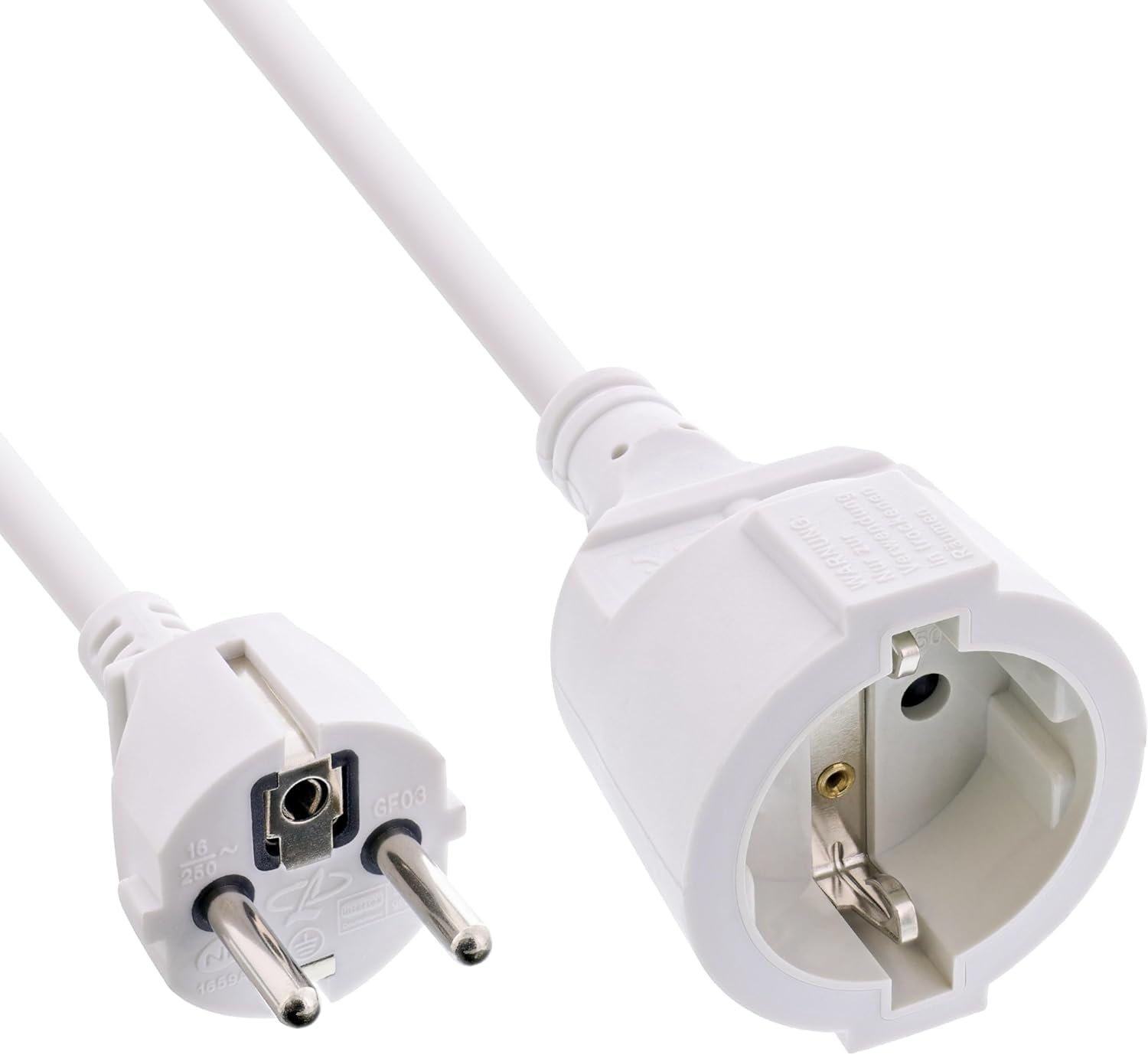 InLine Extension Lead F Type with Child Safety White 7 M white 1 pièce