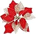 Osiga (Pack of 12) Glitter Poinsettia Christmas Tree Ornaments,Christmas Decorations Flower (Red)