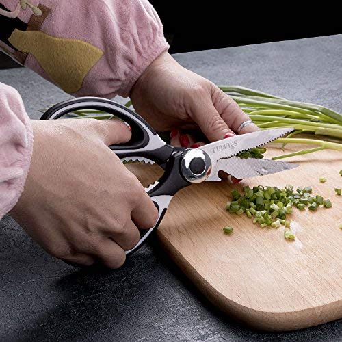Heavy Duty Kitchen Shears - Soufull Multifunction Kitchen Scissors with Blade Cover -Purpose Utility Scissors for Chicken, Poultry, Fish, Meat, Vegetables, Herbs, BBQ - Multipurpose Kitchen Scissors
