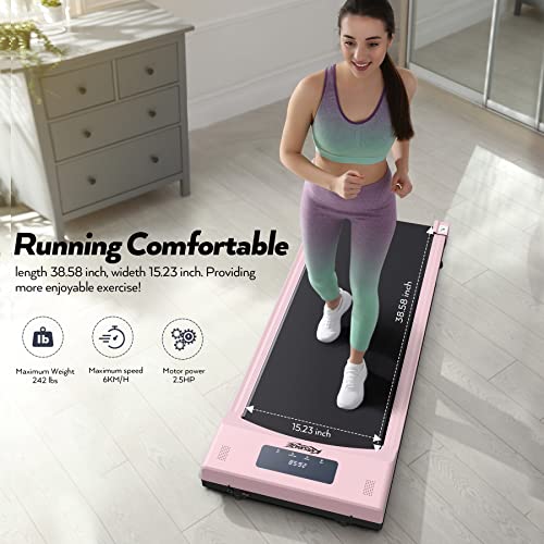 KRISRATE Pink Walking Pad Treadmill Under Desk, Under Desk Treadmill