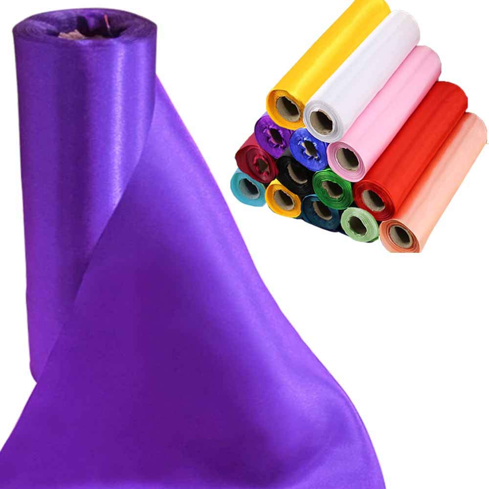 Time to Sparkle 29cmx20m (Purple) Satin Roll Sash Fabric Chair Cover Bows Table Runner Sashes Swags for Wedding Party